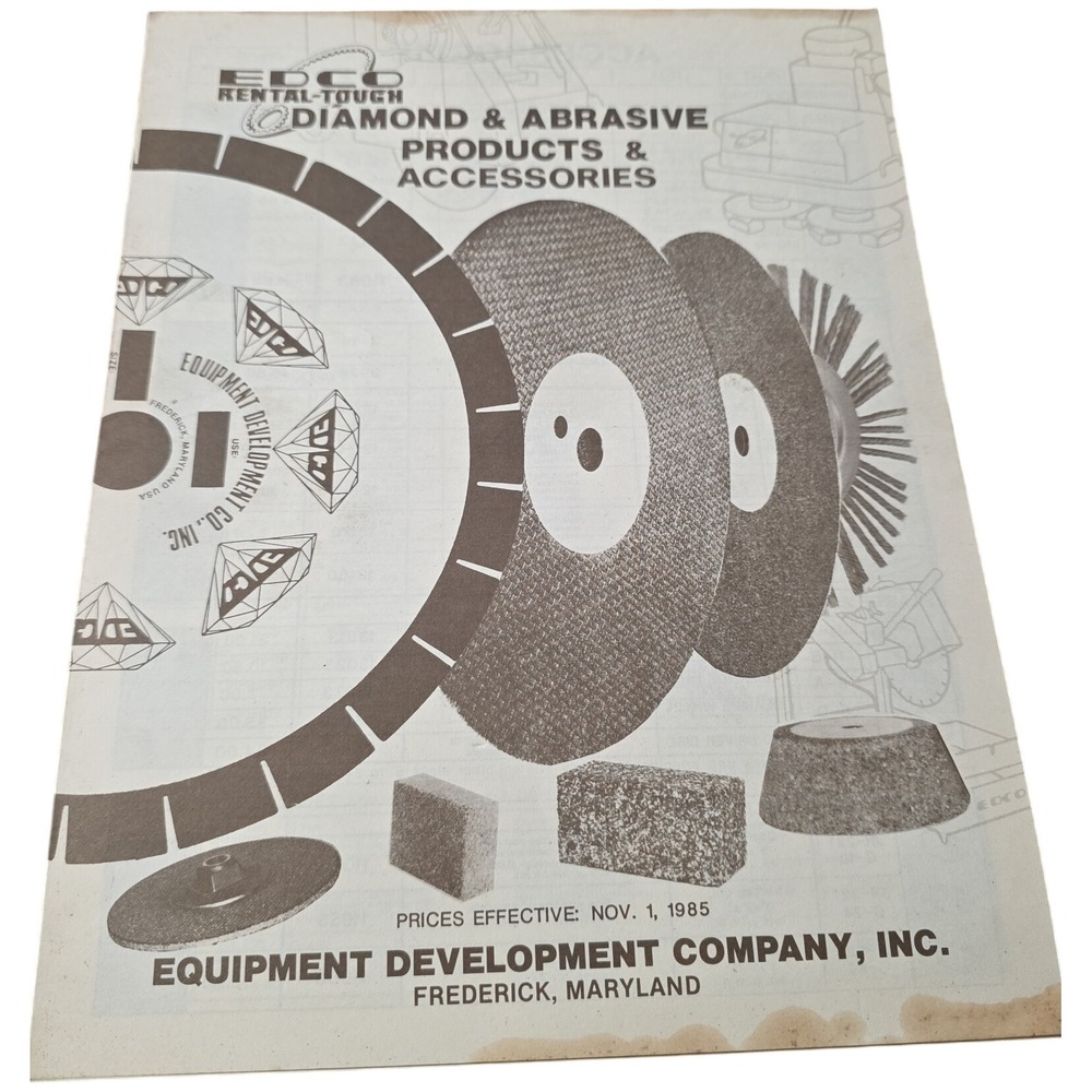 EDCO Diamond & Abrasive Products Accessories Catalog 1985 Equipment Company